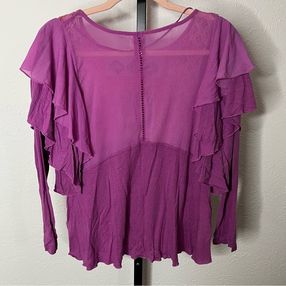 Free People La Cienega Embroidered Top in Wisteria Long Sleeve Women's XS - Picture 5 of 5